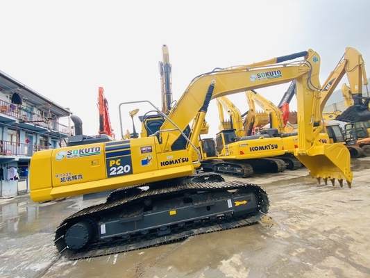 22 ตัน ของแท้ของญี่ปุ่น มือสอง Komatsu PC220-8 เครื่องขุด Crawler ขาย