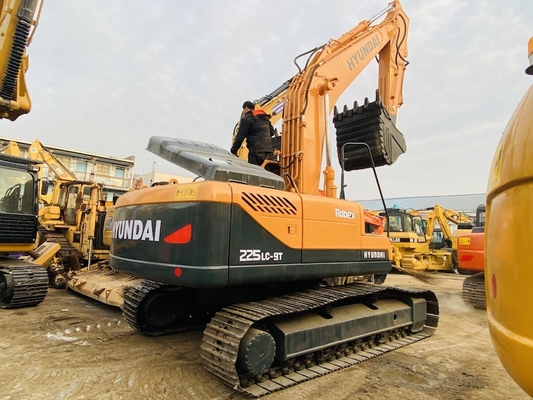 22 ตัน ของแท้ของญี่ปุ่นมือสอง Hyundai R225 เครื่องขุด Crawler ด้วยพลังงานเครื่อง 112 KW และความจุถัง 1.05 m3