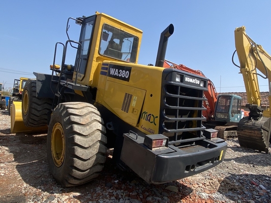 5-6 ตัน มือสอง Komatsu WA380-3 เครื่องบรรทุกล้อ เครื่องบรรทุกด้านหน้ามือสอง