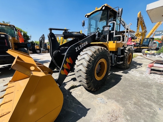 17 ตันใช้ XCMG ZL50GN เครื่องบรรทุกล้อ 5CBM ถังเครื่องบรรทุกมือสอง