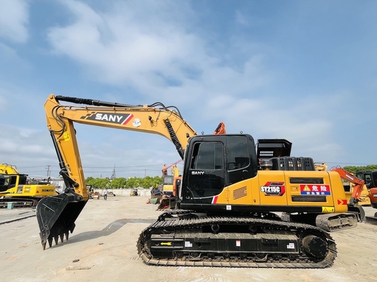 เครื่องขุดมือสอง 21 ตัน ใช้ Sany SY215C เครื่องขุดไฮดรอลิก 1CBM ความจุถัง